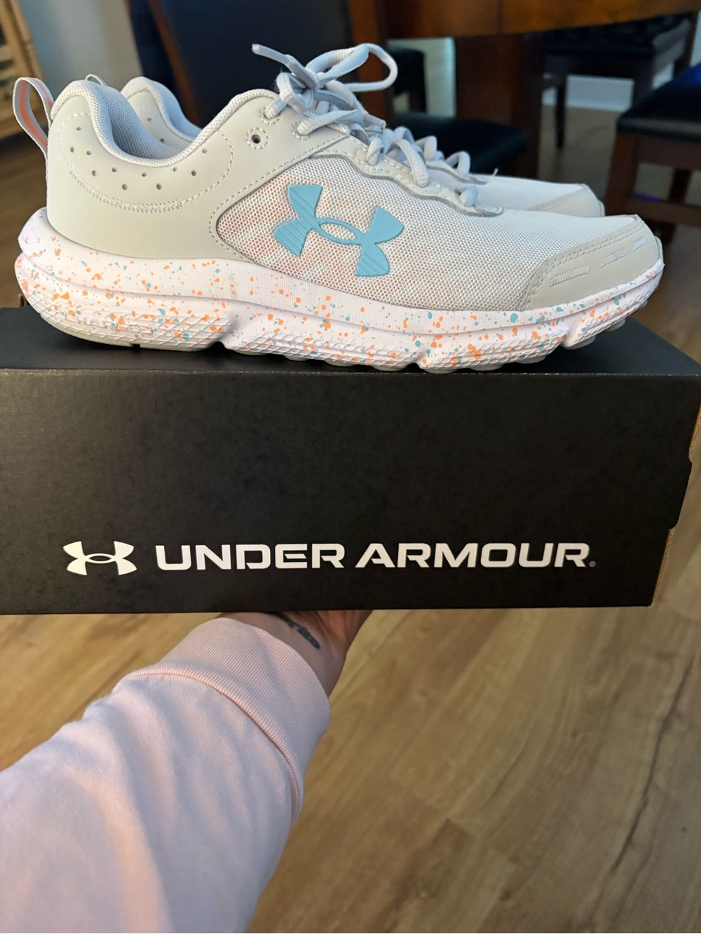 Under Armour Light Gray & Blue Athletic Shoes